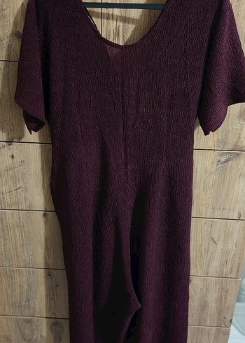 Bordo Uzun Kadın bol paça tulum - Görsel 2