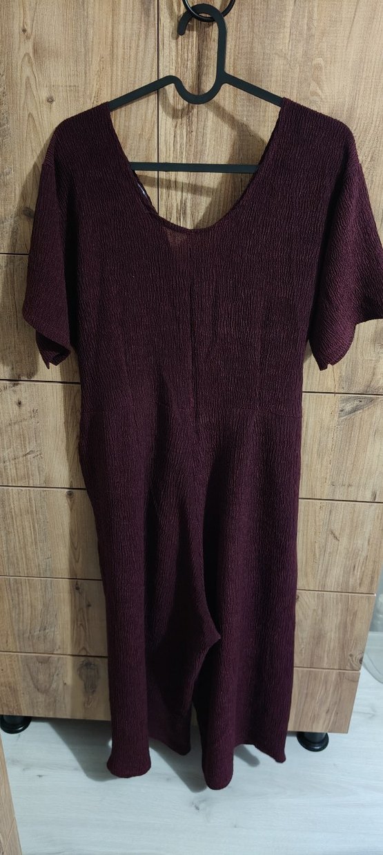 Bordo Uzun Kadın bol paça tulum - Görsel 2