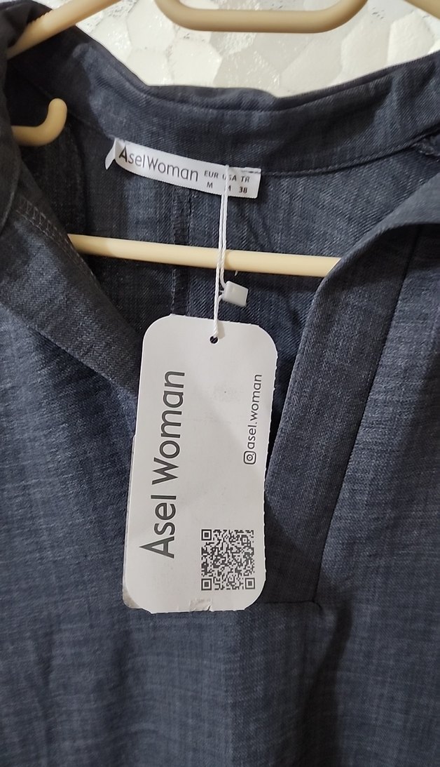 Gri Keten Rahat Elbise - Görsel 3