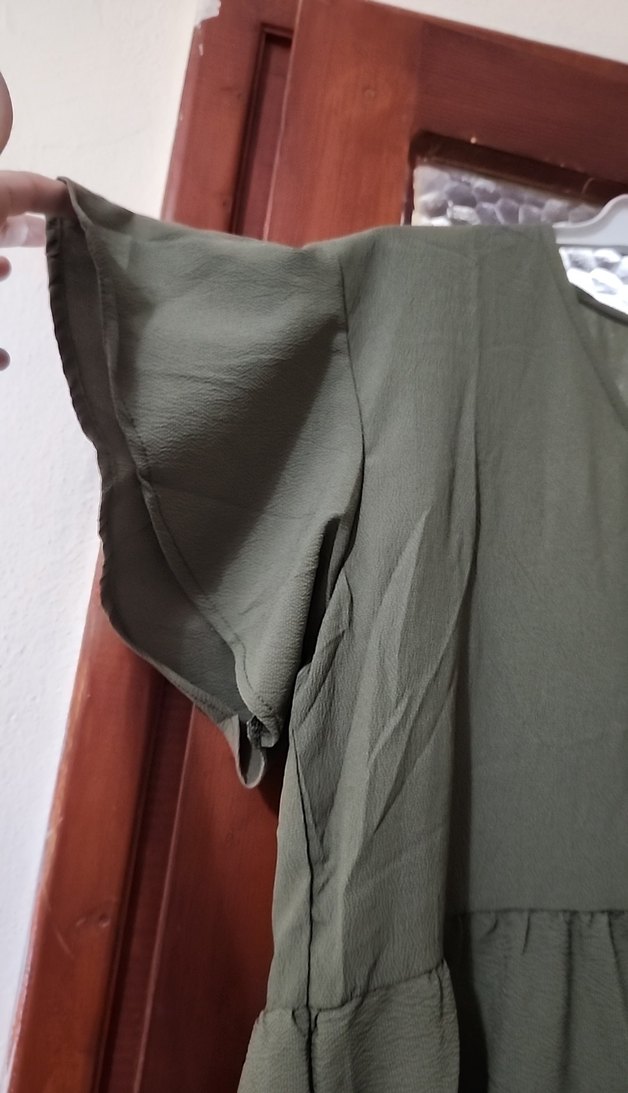 Kadın Haki Uzun Kollu Fırfırlı Elbise - Görsel 4