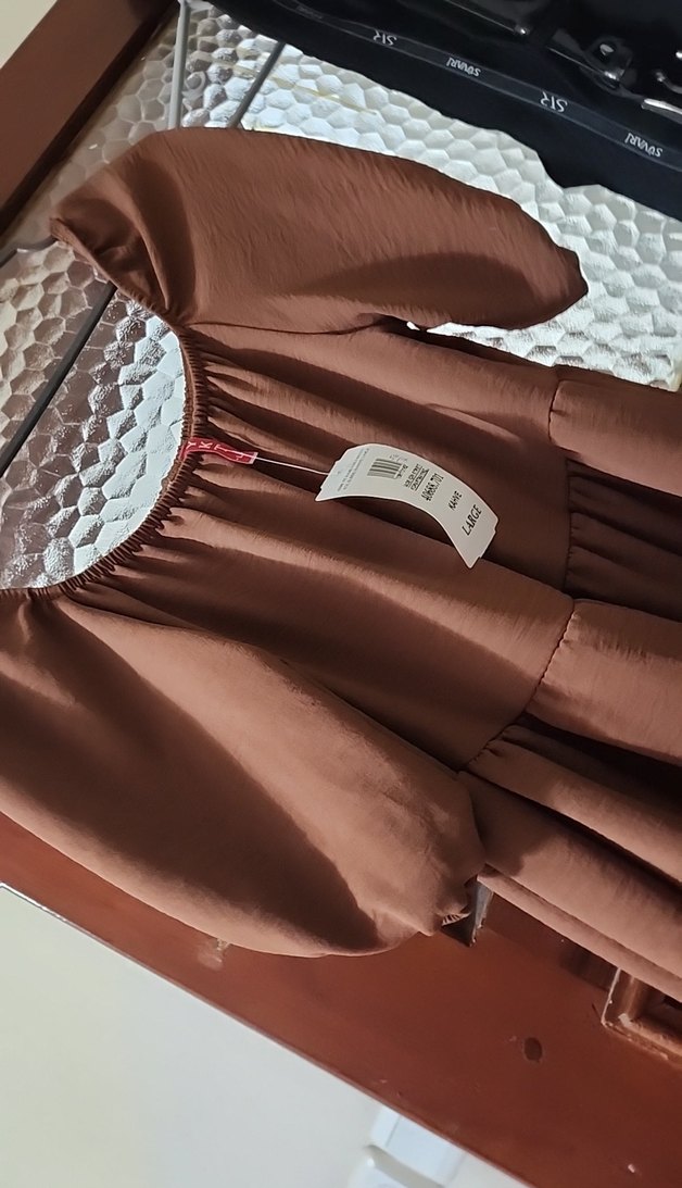 Bohem Kahverengi Volanlı Elbise - Görsel 3