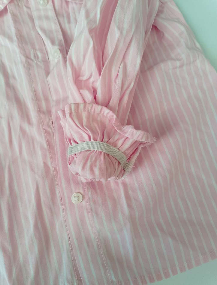 Pembe Çizgili Keten Hamile Bluzu - Görsel 2