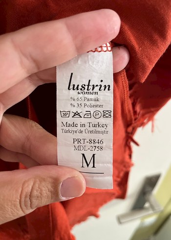 Zara Kırmızı Kadın Keten Gömlek, Düğmeli, Salaş