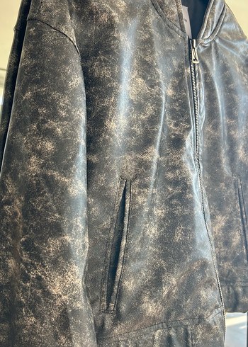 Kahverengi Batik Desenli Deri Kadın Ceket - Görsel 5