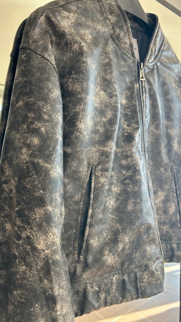 Kahverengi Batik Desenli Deri Kadın Ceket - Görsel 5