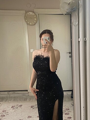 m Beden siyah Renk Siyah straplez uzun abiye