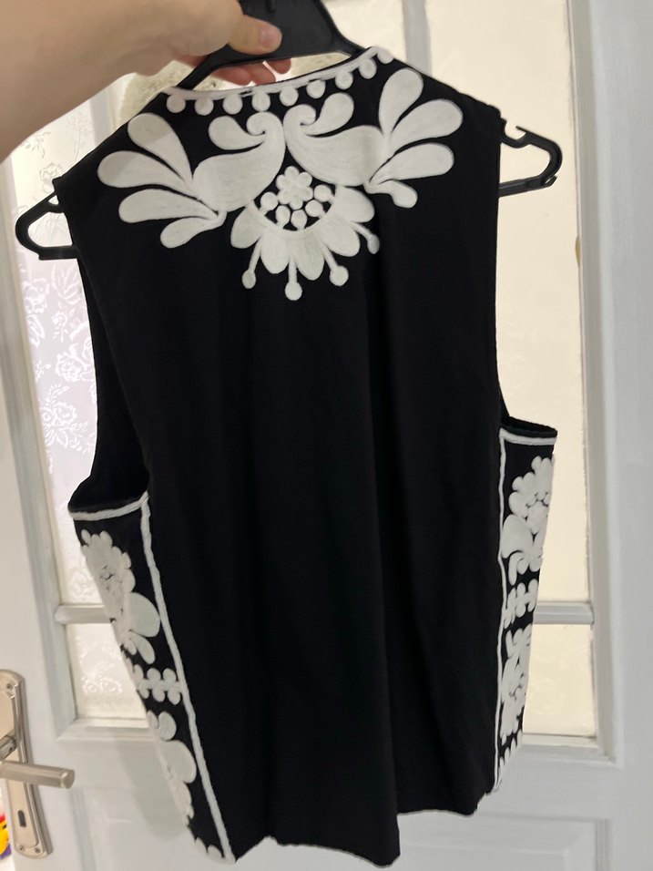 Nakışlı Siyah Bohem Kadın Yelek - Görsel 2