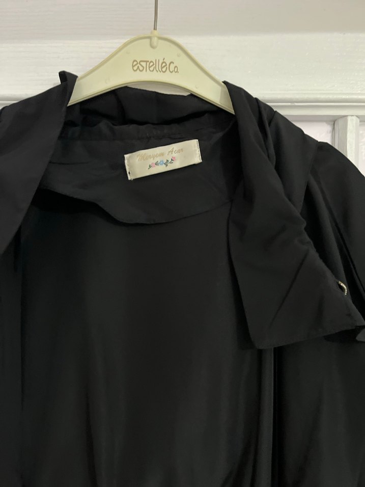 Uzun Siyah Gotik Kadın yağmurluk Trençkot - Görsel 3