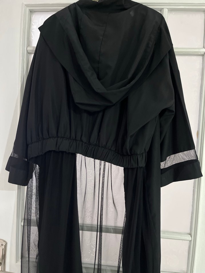 Uzun Siyah Gotik Kadın yağmurluk Trençkot - Görsel 5