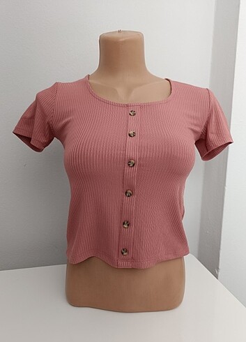 Diğer ŞİMAL Ön düğme detay Crop bluz