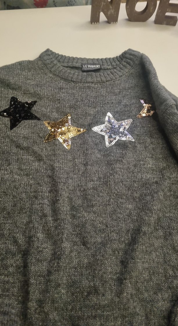 Gri Nakışlı çocuk Triko Kazak - Görsel 4