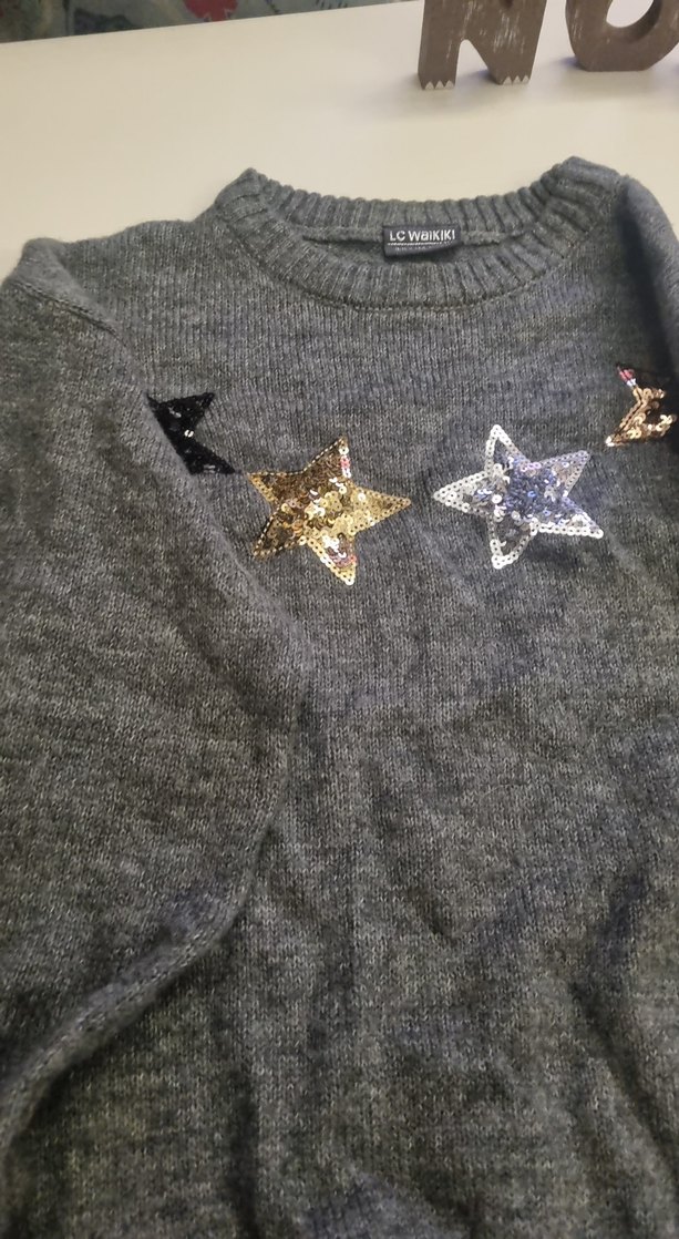 Gri Nakışlı çocuk Triko Kazak - Görsel 2