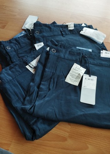 Erkek Lacivert Keten Midi Şort - Görsel 5