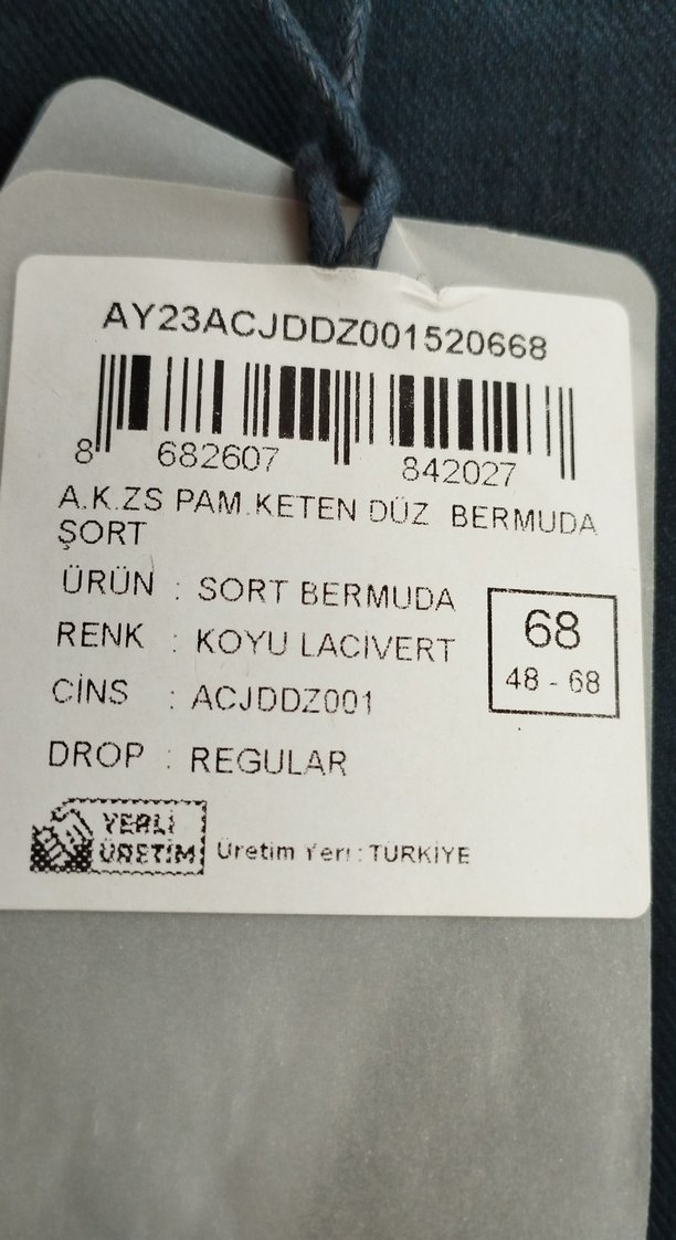 Erkek Lacivert Keten Midi Şort - Görsel 2