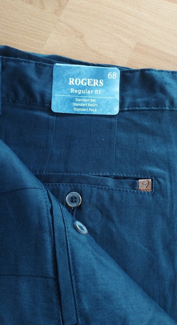 Erkek Lacivert Keten Midi Şort - Görsel 3