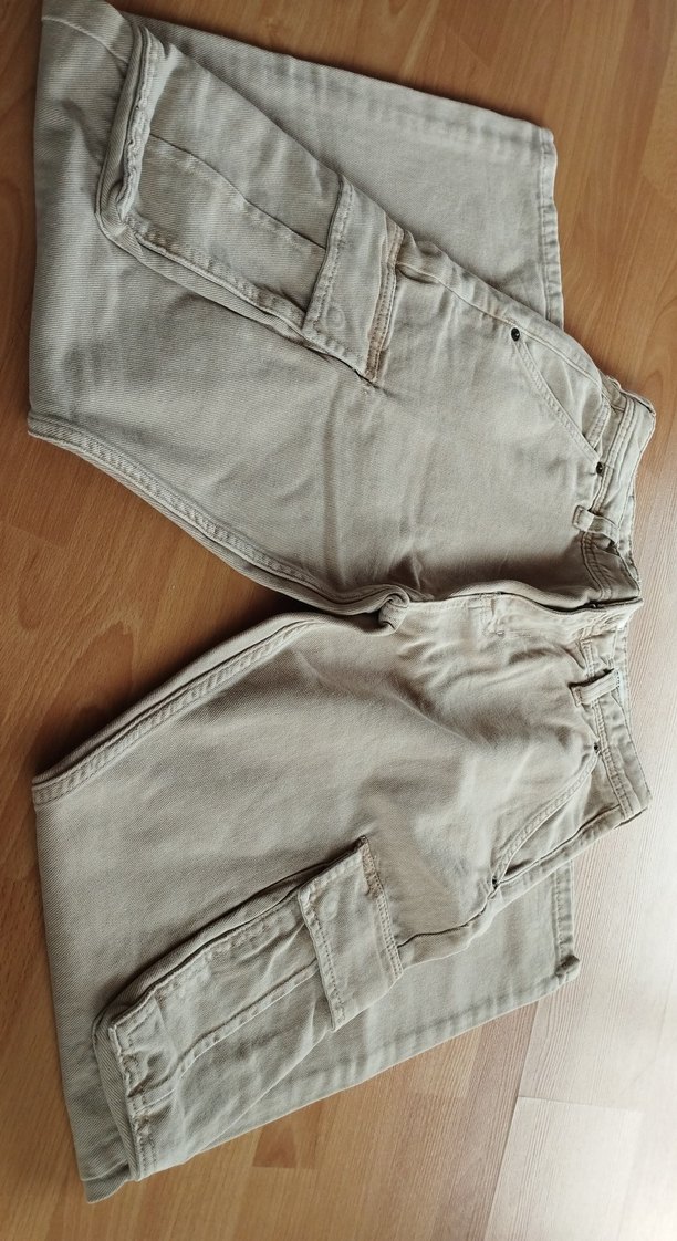 Erkek Bej Kemerli Rahat Kesim Denim Pantolon - Görsel 2