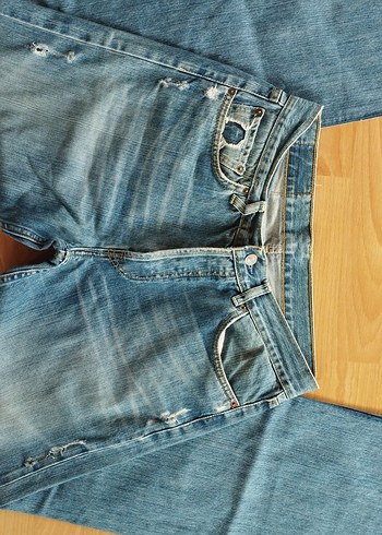 Bol Kesim Parlak Mavi Erkek Midi Kot Pantolon - Görsel 2