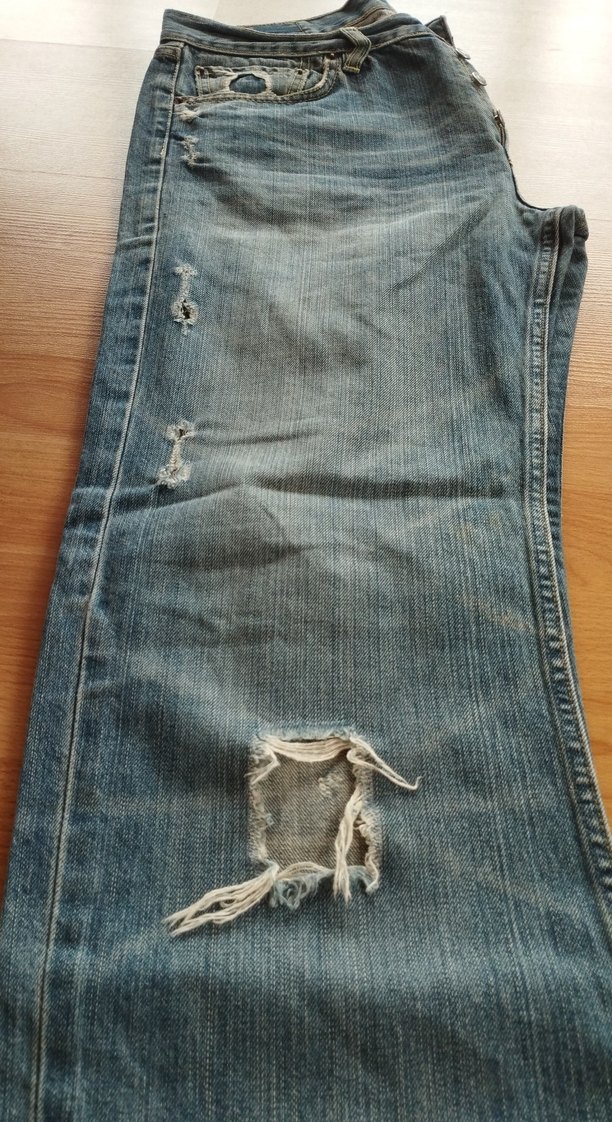 Bol Kesim Parlak Mavi Erkek Midi Kot Pantolon - Görsel 4