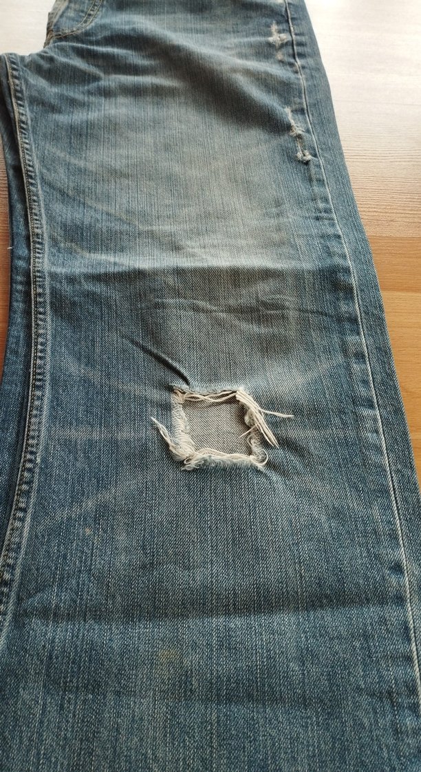 Bol Kesim Parlak Mavi Erkek Midi Kot Pantolon - Görsel 3