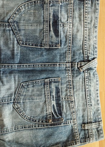 Gevşek Kesim Mavi Denim Midi Etek - Görsel 3