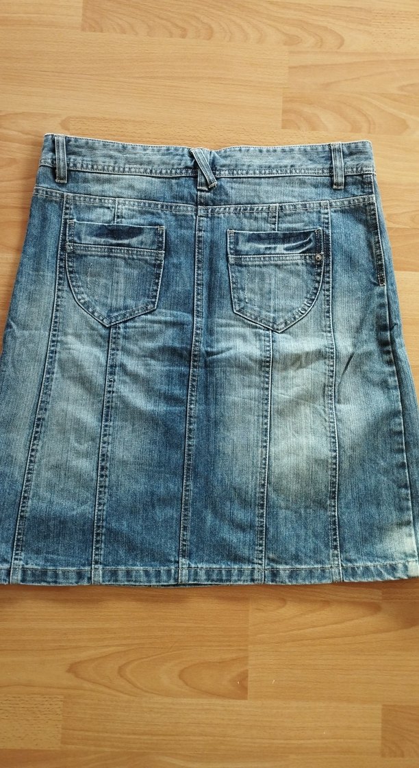 Gevşek Kesim Mavi Denim Midi Etek - Görsel 2