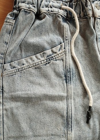 Kadın Kemerli Loose Fit Denim Şort - Görsel 3