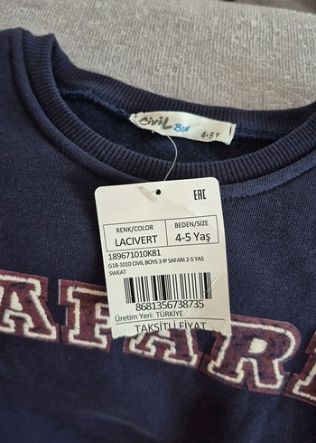 Civil Erkek Çocuk Mavi Uzun Kollu Sweatshirt