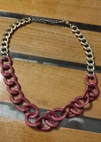 Bordo Zincir Detaylı Bohem Kolye