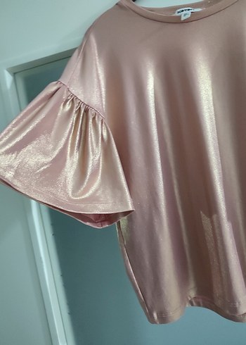 Pembe Parlak Kısa Kollu Bluz - Görsel 8