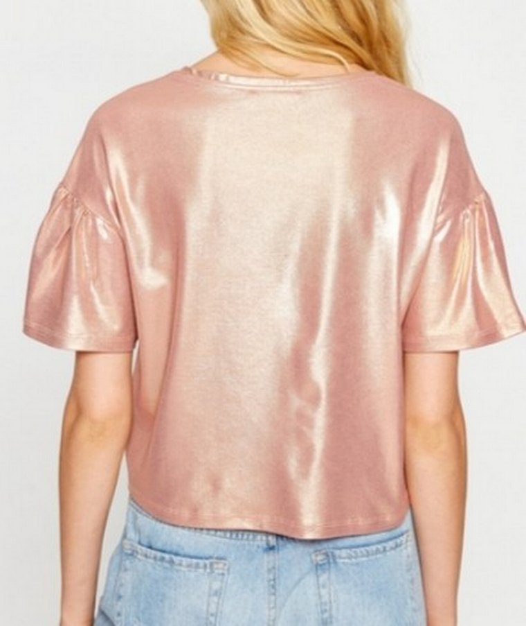Pembe Parlak Kısa Kollu Bluz - Görsel 4