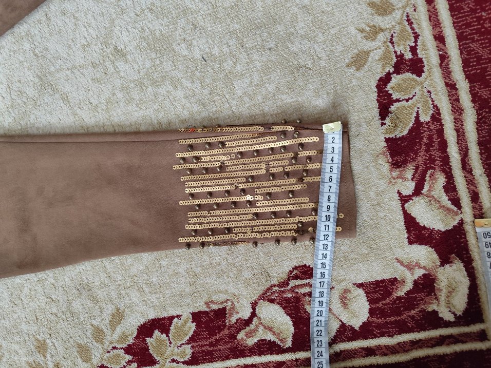 Kız Çocuk Süet Taşlı, pul işleme detaylı Dar Kesim Tayt - Görsel 5