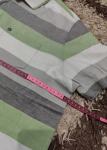 Erkek Gri Çizgili Kısa Kollu Polo Tişört - Görsel 3