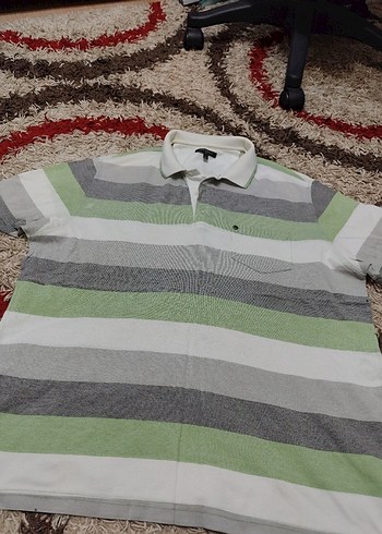 Erkek Gri Çizgili Kısa Kollu Polo Tişört - Görsel 7