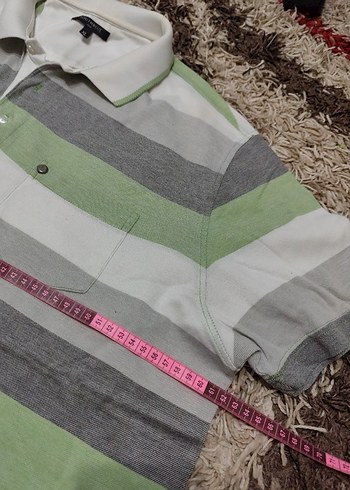 Erkek Gri Çizgili Kısa Kollu Polo Tişört - Görsel 5