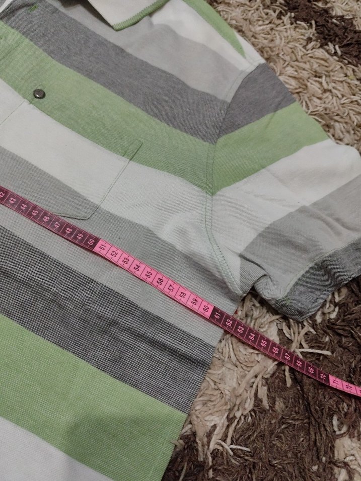 Erkek Gri Çizgili Kısa Kollu Polo Tişört - Görsel 3