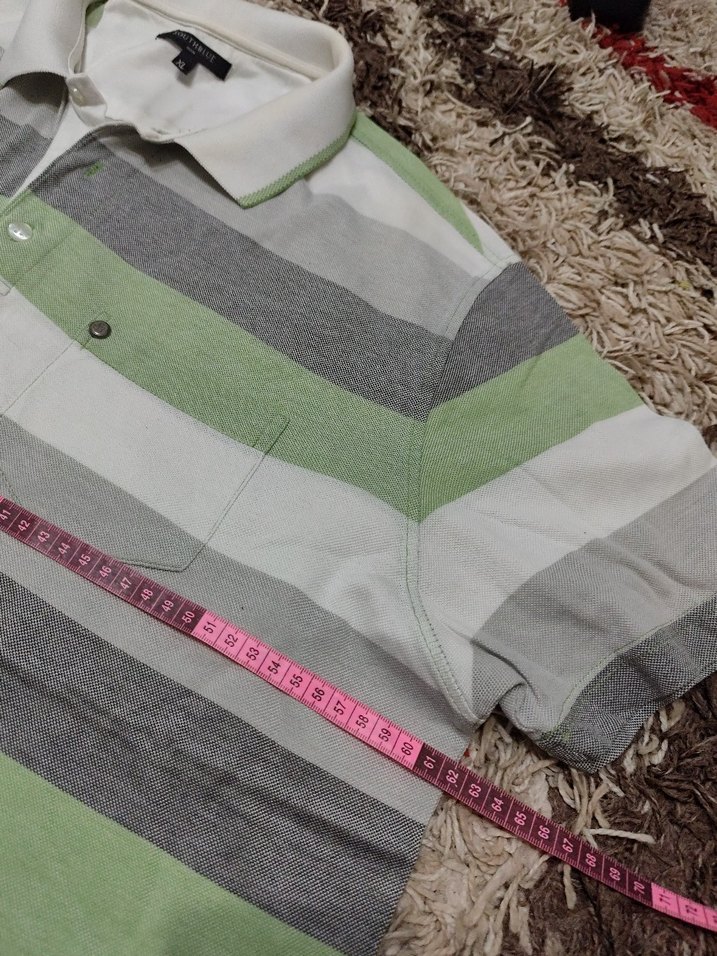 Erkek Gri Çizgili Kısa Kollu Polo Tişört - Görsel 5