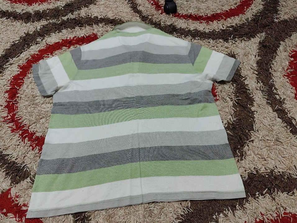 Erkek Gri Çizgili Kısa Kollu Polo Tişört - Görsel 2