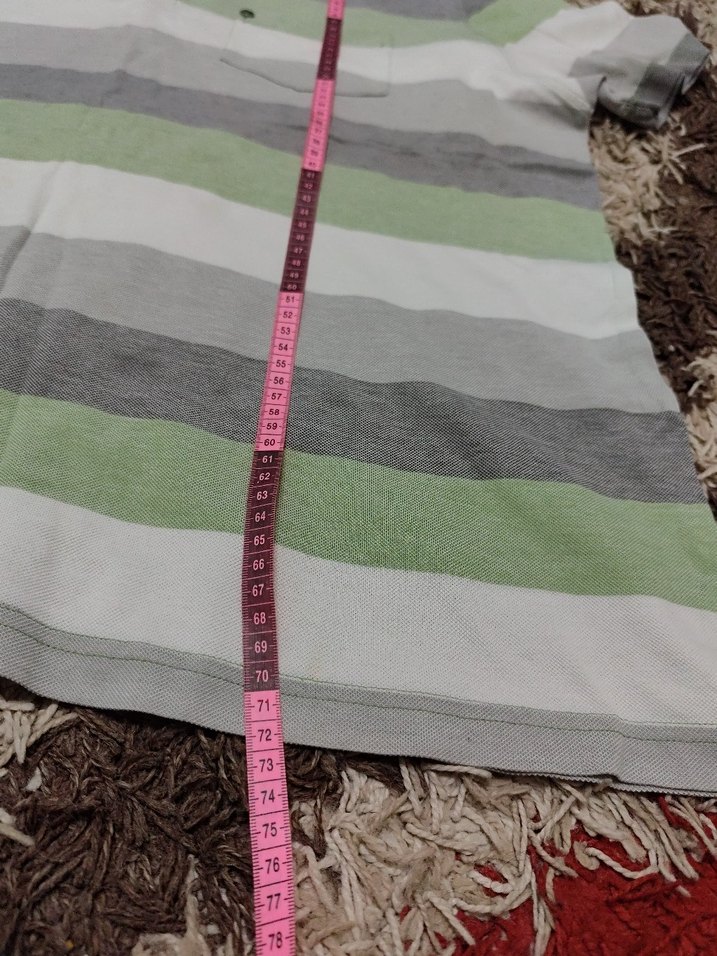 Erkek Gri Çizgili Kısa Kollu Polo Tişört - Görsel 4