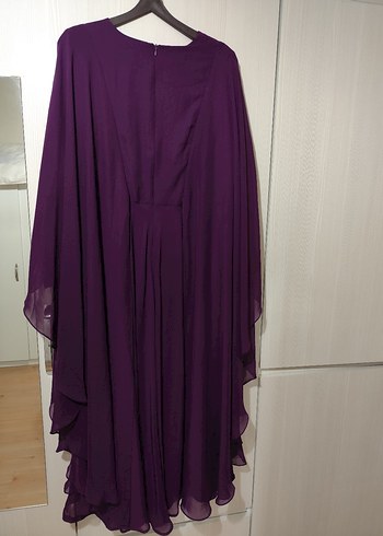 Mürdüm Rengi Altın İşlemeli Şık Kaftan Abiye - Görsel 10