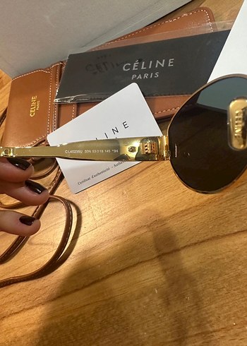 Parlak Kahverengi Celine Paris Kadın Güneş Gözlüğü - Görsel 4