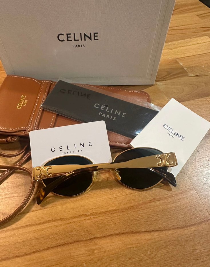 Parlak Kahverengi Celine Paris Kadın Güneş Gözlüğü - Görsel 3