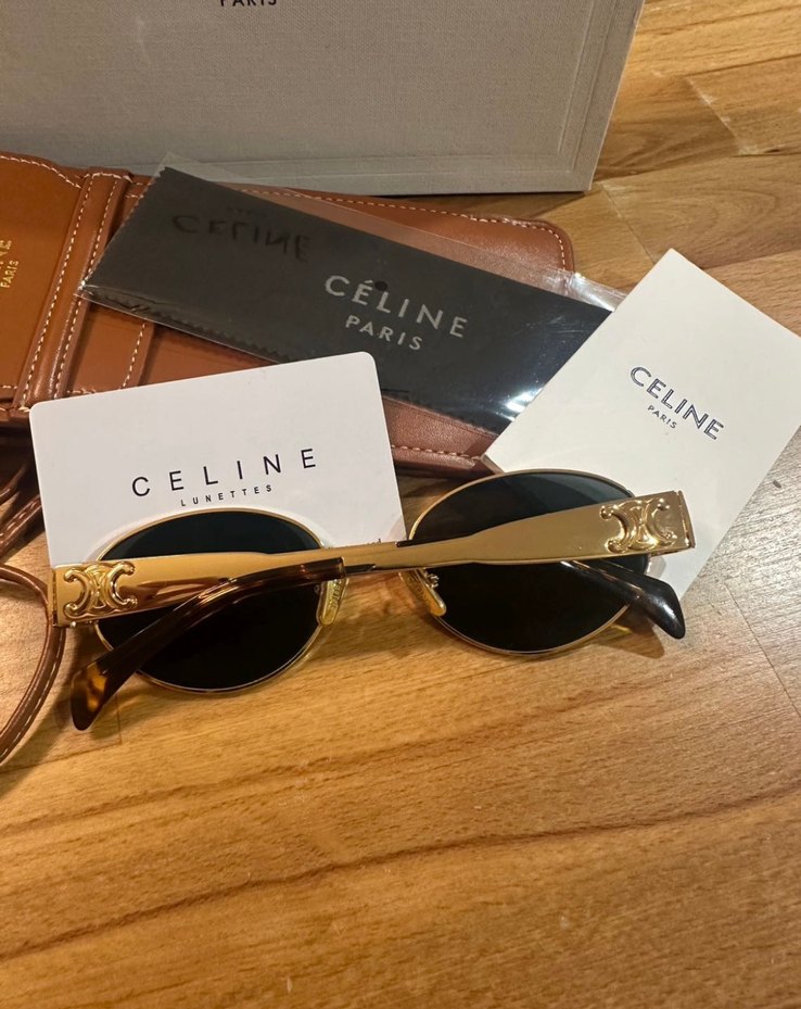 Parlak Kahverengi Celine Paris Kadın Güneş Gözlüğü - Görsel 2