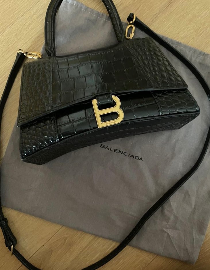 Siyah Deri Krokodil Desenli Tokalı Kadın Çanta - Görsel 2