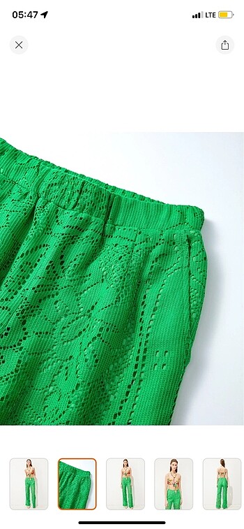42 Beden yeşil Renk İpekyol Dantel görünümlü pantalon