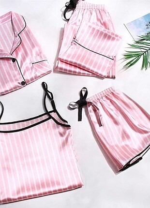 4 lü Saten Set Pijama Takımı