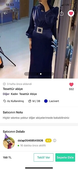 Lacivert elbise