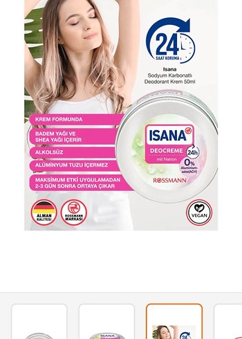 ISANA 24 Saat Koruma Kadın Deodorant Krem 50 ml - Görsel 2