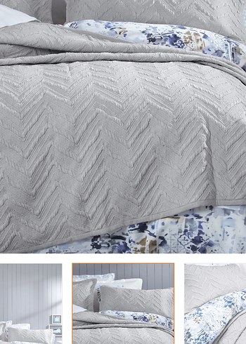 Yataş Gri Nakışlı yatak örtüsü seti - Görsel 2