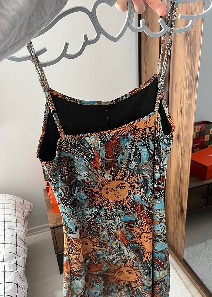 Yazlık askılı mini elbise - Görsel 3