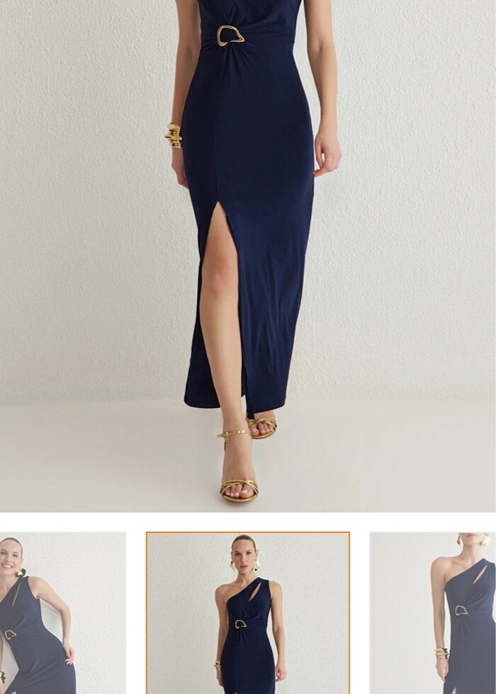 Lacivert tokalı düğüne uygun elbise - Görsel 2